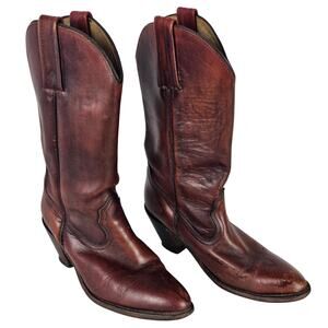 VTG 1980s heeled Frye brown leather cowboy boots western classic 9B ladies